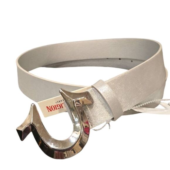 True Religion Horseshoe Logo Silver Belt